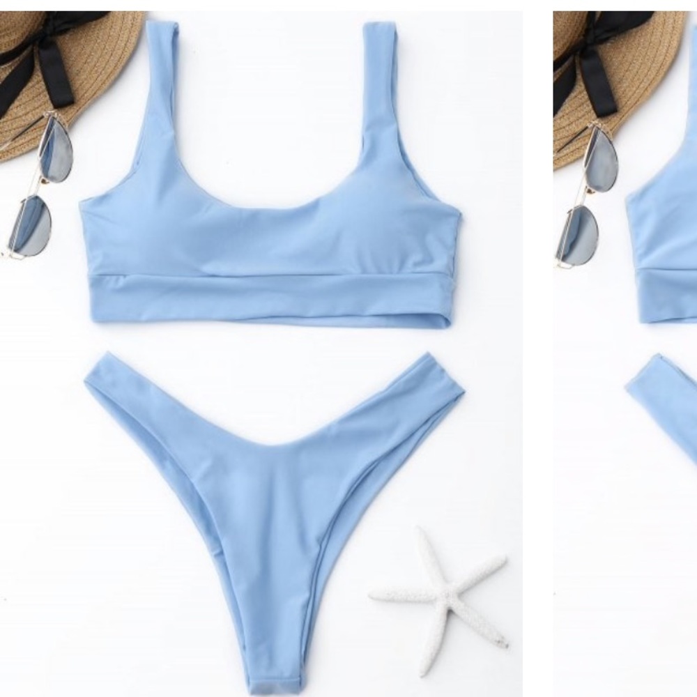 Zaful Blue Scooped Bikini